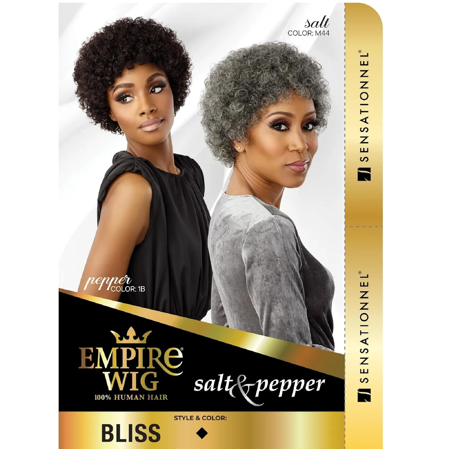 Sensationnel Empire Human Hair Wig - Salt And Pepper Bliss Contouring Mesh Cap Heat Safe (30 LIGHTAUBURN)