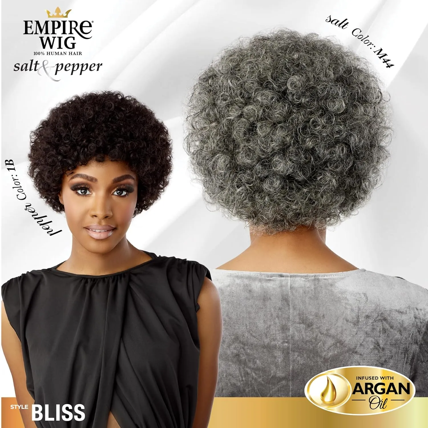 Sensationnel Empire Human Hair Wig - Salt And Pepper Bliss Contouring Mesh Cap Heat Safe (30 LIGHTAUBURN)