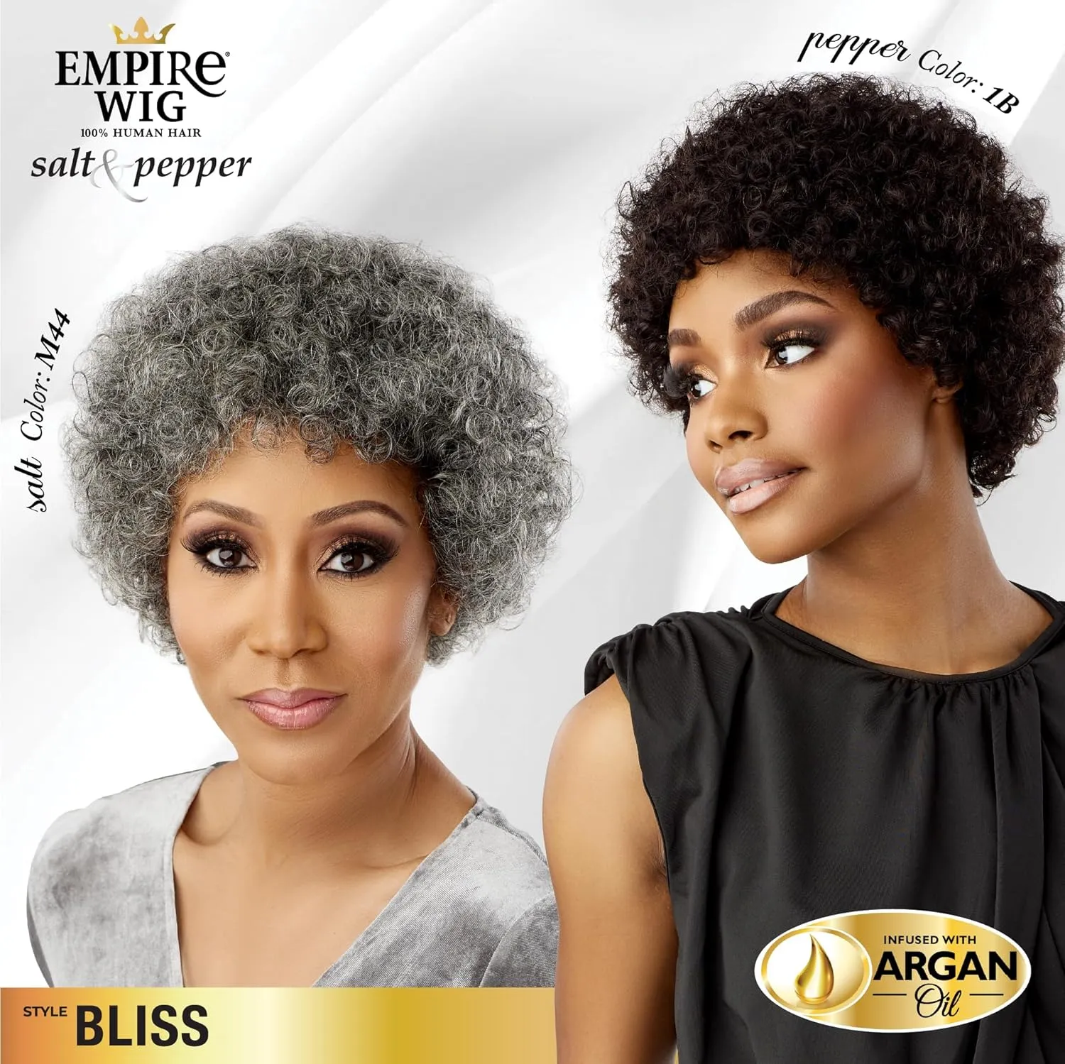 Sensationnel Empire Human Hair Wig - Salt And Pepper Bliss Contouring Mesh Cap Heat Safe (30 LIGHTAUBURN)