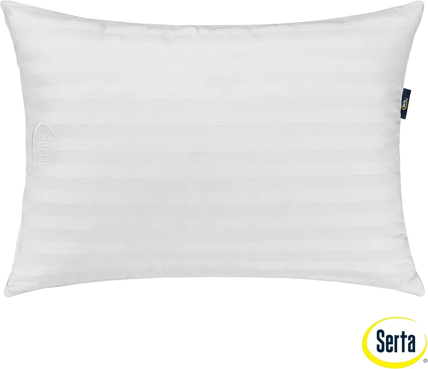 Serta Won't Go Flat Standard/Queen Size Set of 2 Down Alternative Bed Pillows, Extra Life Foam Core with Medium Support, Perfect for Back, Stomach or Side Sleepers, White 2 Count