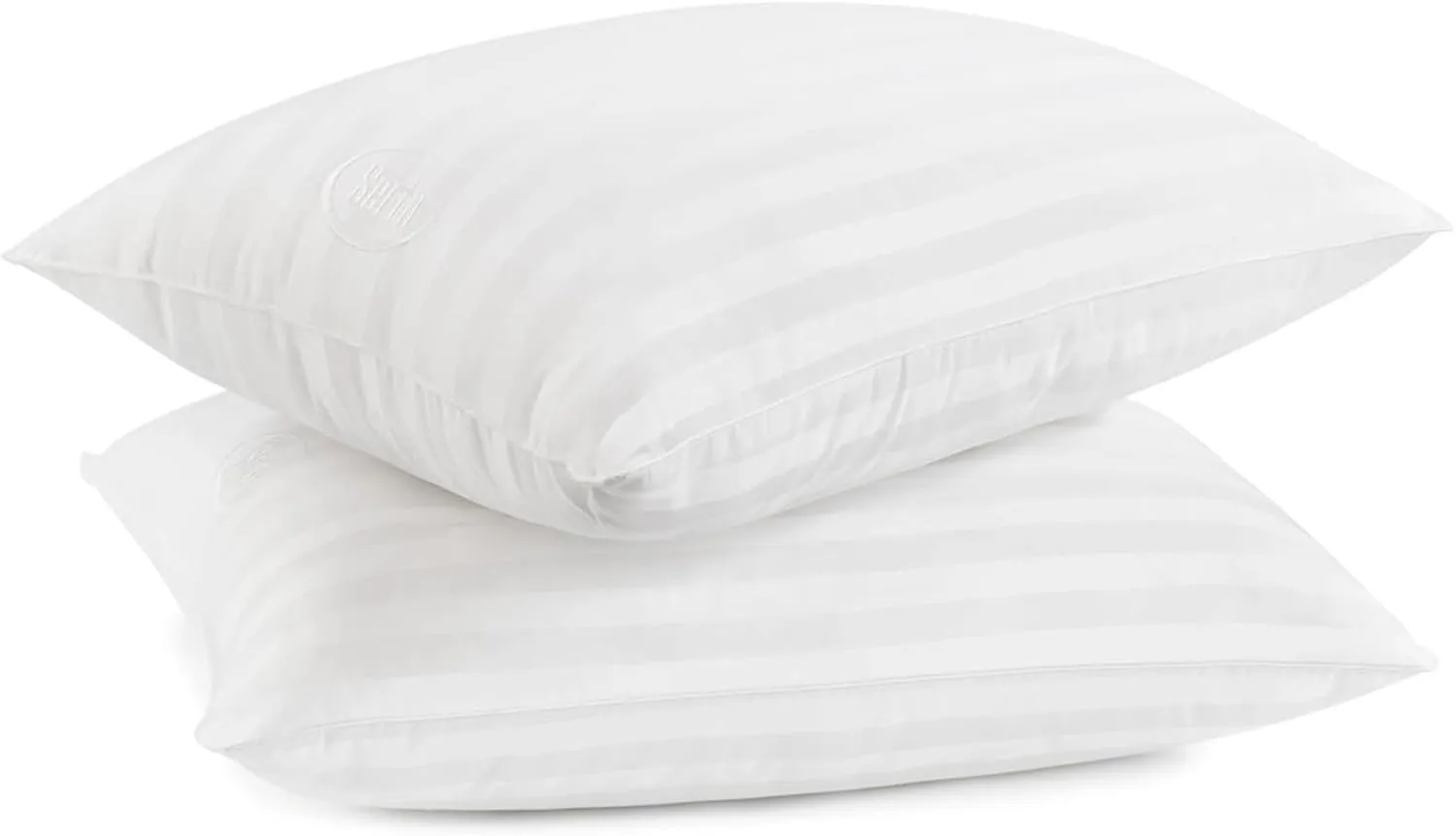 Serta Won't Go Flat Standard/Queen Size Set of 2 Down Alternative Bed Pillows, Extra Life Foam Core with Medium Support, Perfect for Back, Stomach or Side Sleepers, White 2 Count