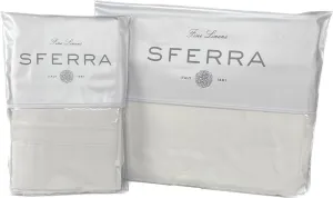Sferra Estate Collection - 100% Long-Staple 200 Thread Count Cotton Percale with Sateen Appliqué - Cooling, Soft, and Breathable Bed Linens, 4pc King Sheet Set, White/White