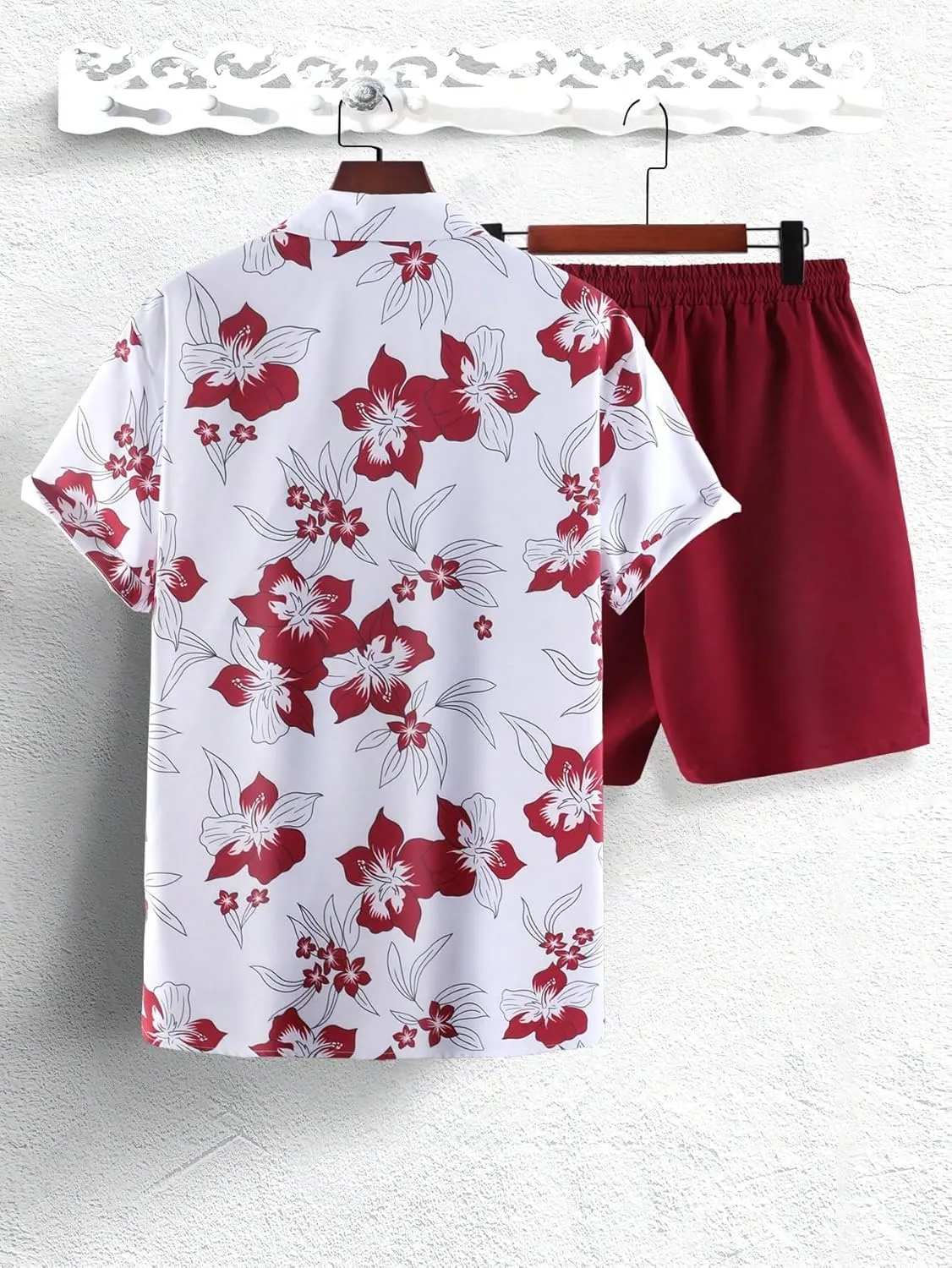 SHENHE Men's 2 Piece Outfits Short Sleeve Button Down Casual Shirt and Shorts Sets