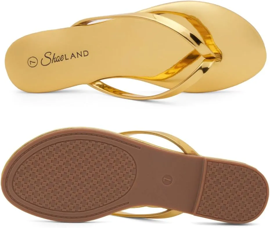Shoe Land Flip Flops for Women 2025 - Memory Foam Slides & Flat Sandals | Ultra-Comfortable Thong Lightweight Summer Shoes for Beach, Pool & Dressy Outfits