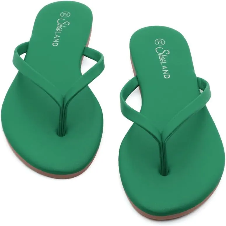 Shoe Land Flip Flops for Women 2025 - Memory Foam Slides & Flat Sandals | Ultra-Comfortable Thong Lightweight Summer Shoes for Beach, Pool & Dressy Outfits