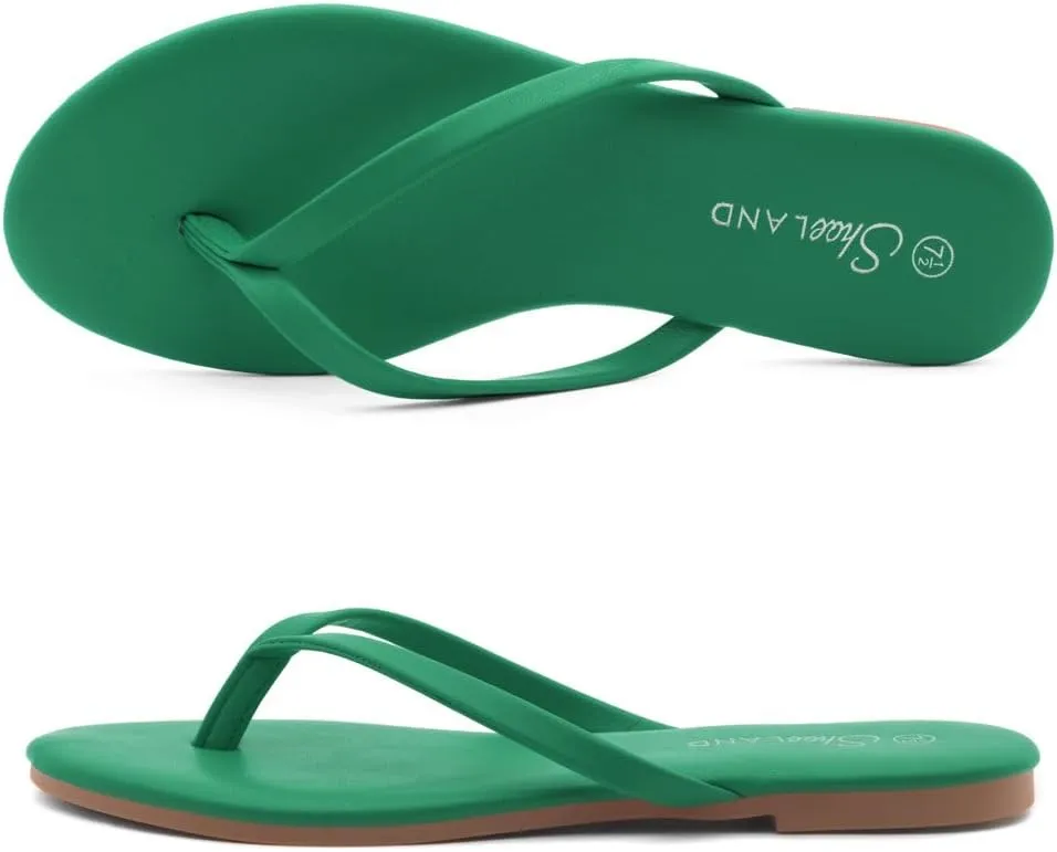 Shoe Land Flip Flops for Women 2025 - Memory Foam Slides & Flat Sandals | Ultra-Comfortable Thong Lightweight Summer Shoes for Beach, Pool & Dressy Outfits
