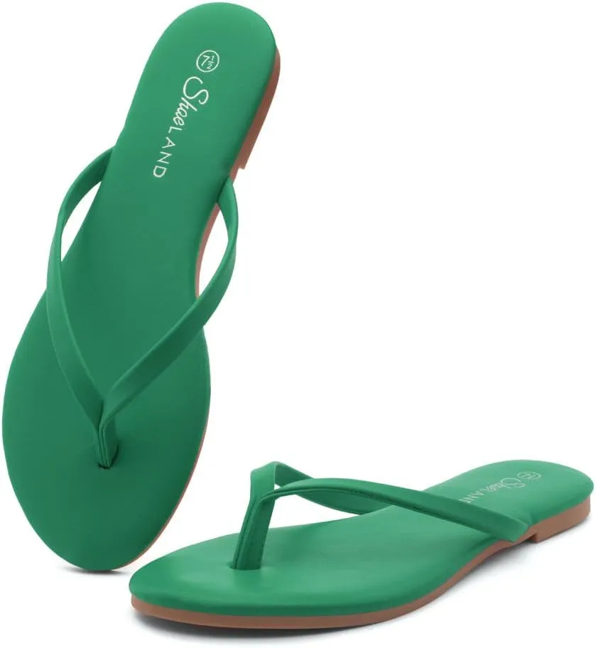 Shoe Land Flip Flops for Women 2025 - Memory Foam Slides & Flat Sandals | Ultra-Comfortable Thong Lightweight Summer Shoes for Beach, Pool & Dressy Outfits