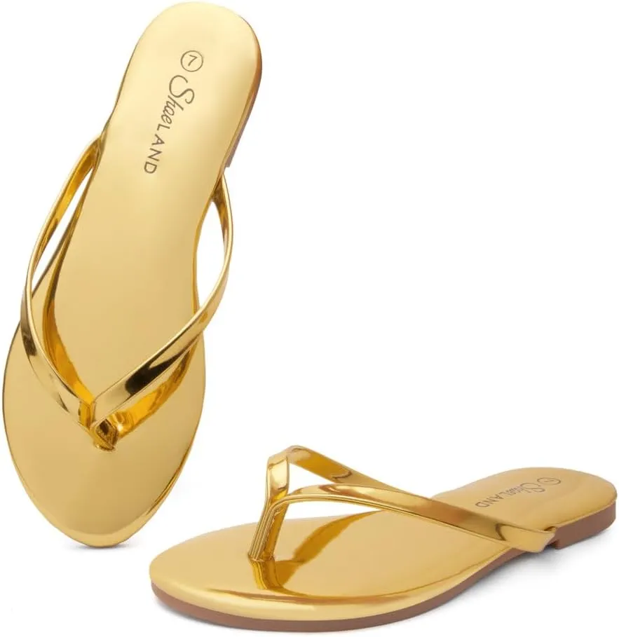 Shoe Land Flip Flops for Women 2025 - Memory Foam Slides & Flat Sandals | Ultra-Comfortable Thong Lightweight Summer Shoes for Beach, Pool & Dressy Outfits