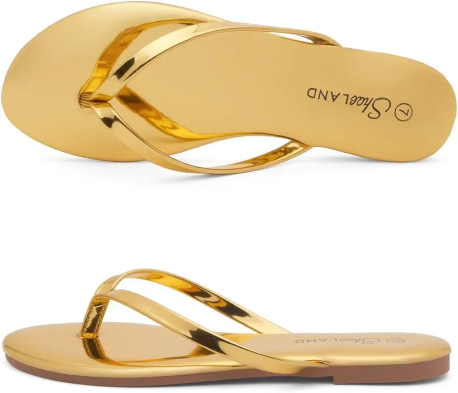 Shoe Land Flip Flops for Women 2025 - Memory Foam Slides & Flat Sandals | Ultra-Comfortable Thong Lightweight Summer Shoes for Beach, Pool & Dressy Outfits