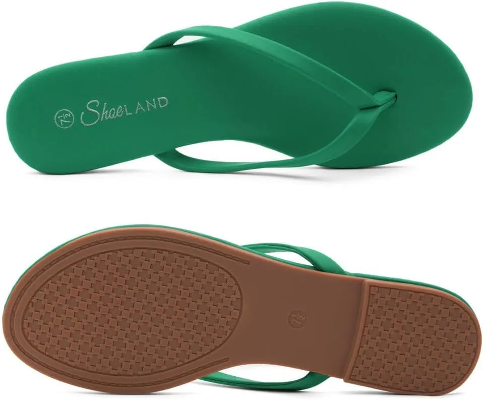 Shoe Land Flip Flops for Women 2025 - Memory Foam Slides & Flat Sandals | Ultra-Comfortable Thong Lightweight Summer Shoes for Beach, Pool & Dressy Outfits