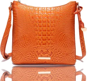 Shoulder Crocodile Flat Handbags for Women trendy Ladies Bag Crocodile PU Leather Crossbody Purse with Strap