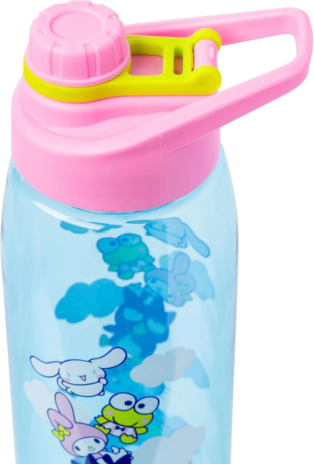 Silver Buffalo Sanrio Hello Kitty and Friends on a Rainbow Featuring Badtz-Maru, My Melody, Keroppi, and Cinnamoroll Water Bottle with Screw-On Lid, 28 Ounces