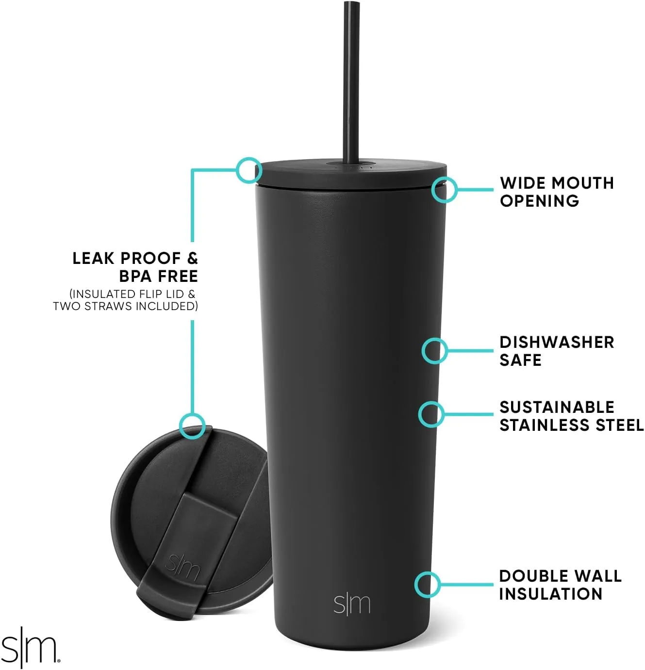 Simple Modern Insulated Tumbler with Lid and Straw | Iced Coffee Cup Reusable Stainless Steel Water Bottle Travel Mug | Gifts for Women Men Her Him | Classic Collection | 24oz | Blush