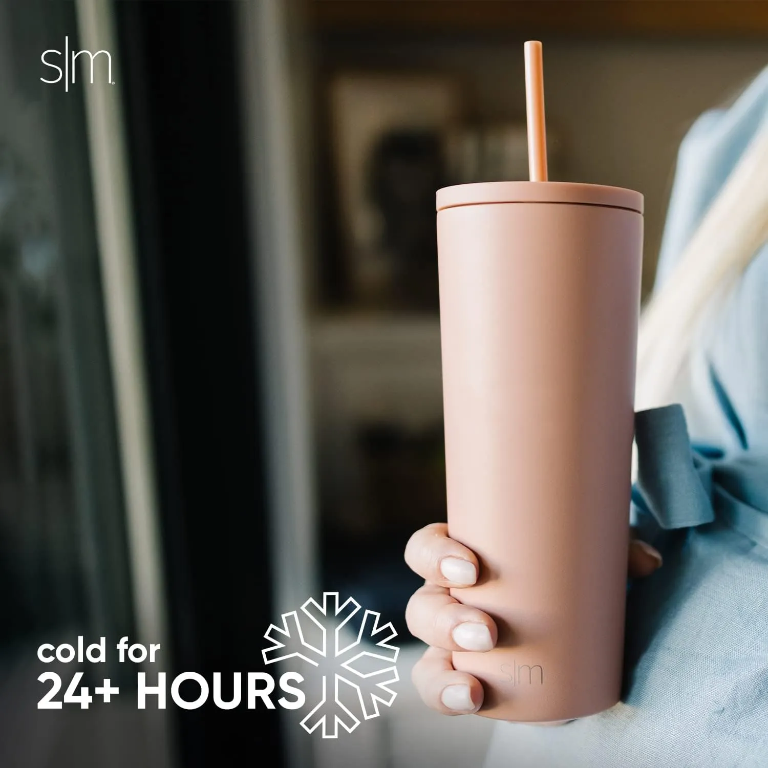 Simple Modern Insulated Tumbler with Lid and Straw | Iced Coffee Cup Reusable Stainless Steel Water Bottle Travel Mug | Gifts for Women Men Her Him | Classic Collection | 24oz | Blush