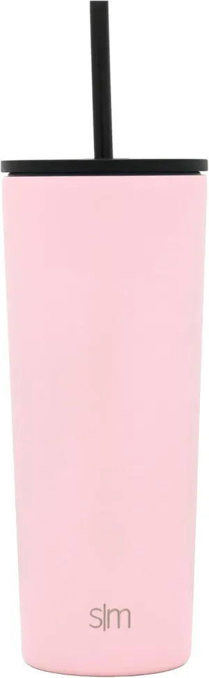 Simple Modern Insulated Tumbler with Lid and Straw | Iced Coffee Cup Reusable Stainless Steel Water Bottle Travel Mug | Gifts for Women Men Her Him | Classic Collection | 24oz | Blush