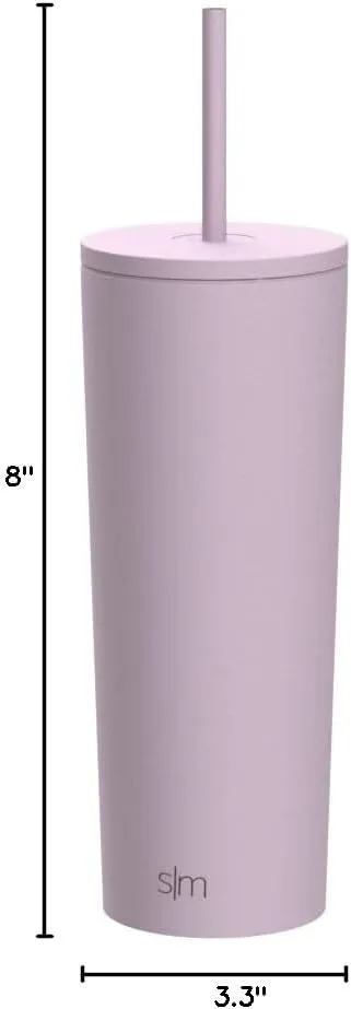 Simple Modern Insulated Tumbler with Lid and Straw | Iced Coffee Cup Reusable Stainless Steel Water Bottle Travel Mug | Gifts for Women Men Her Him | Classic Collection | 24oz | Lavender Mist