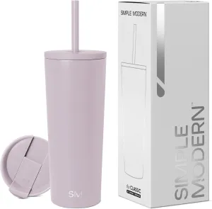 Simple Modern Insulated Tumbler with Lid and Straw | Iced Coffee Cup Reusable Stainless Steel Water Bottle Travel Mug | Gifts for Women Men Her Him | Classic Collection | 24oz | Lavender Mist