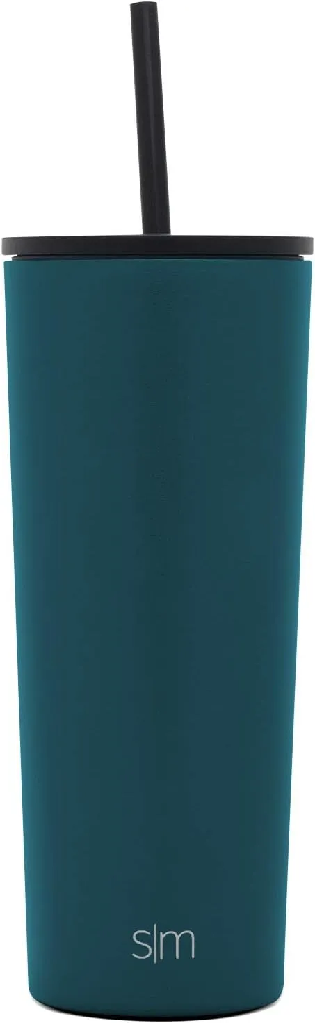 Simple Modern Insulated Tumbler with Lid and Straw | Iced Coffee Cup Reusable Stainless Steel Water Bottle Travel Mug | Gifts for Women Men Her Him | Classic Collection | 24oz | Riptide