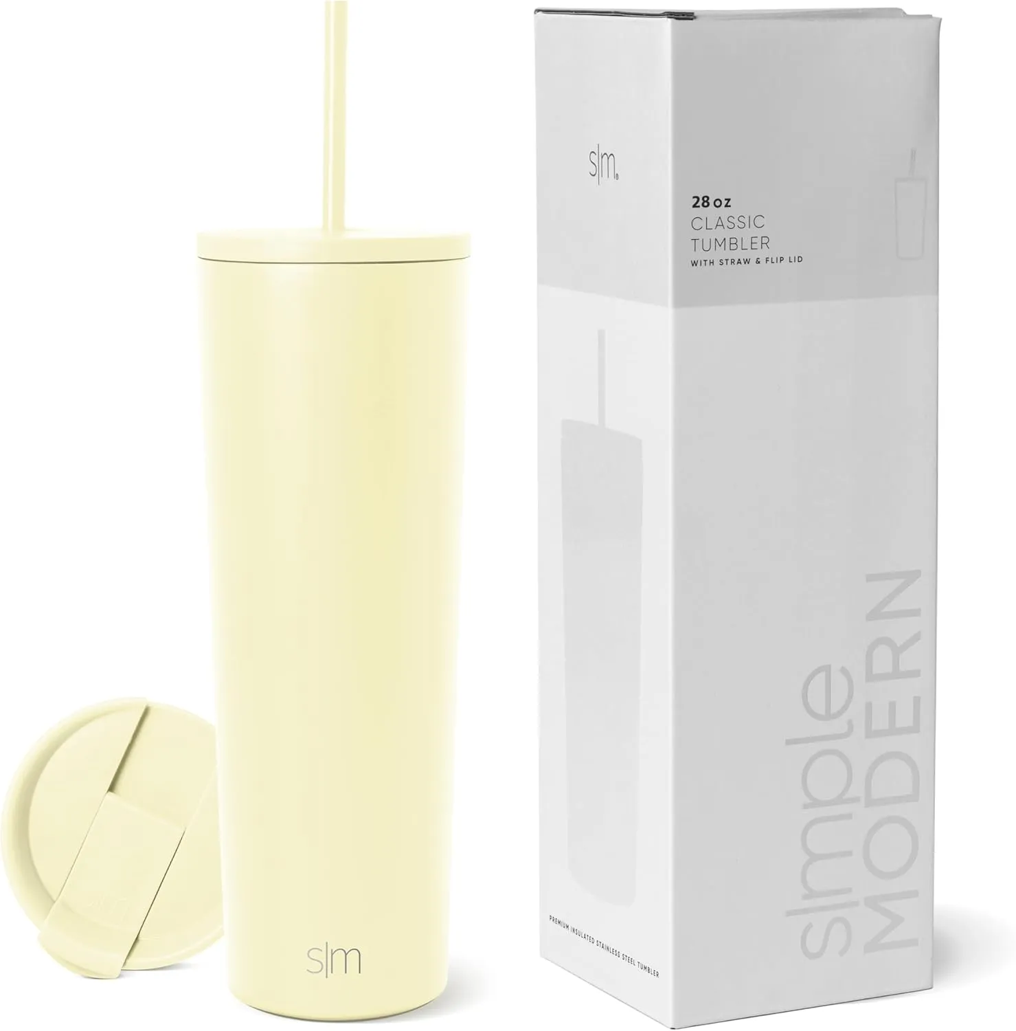 Simple Modern Insulated Tumbler with Lid and Straw | Iced Coffee Cup Reusable Stainless Steel Water Bottle Travel Mug | Gifts for Women Men Her Him | Classic Collection | 28oz | Buttercup
