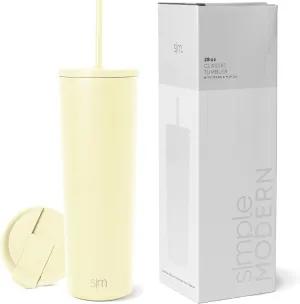 Simple Modern Insulated Tumbler with Lid and Straw | Iced Coffee Cup Reusable Stainless Steel Water Bottle Travel Mug | Gifts for Women Men Her Him | Classic Collection | 28oz | Buttercup