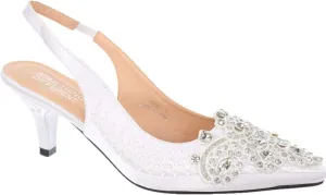 SIMPLY COUTURE Women's Low Heel Closed Toe Slingback Pumps Bowknot Comfortable Dress Shoes