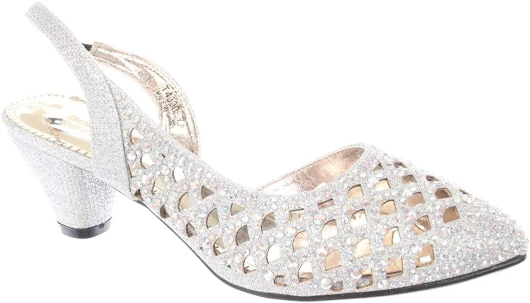 SIMPLY COUTURE Women's Low Heel Closed Toe Slingback Pumps Bowknot Comfortable Dress Shoes
