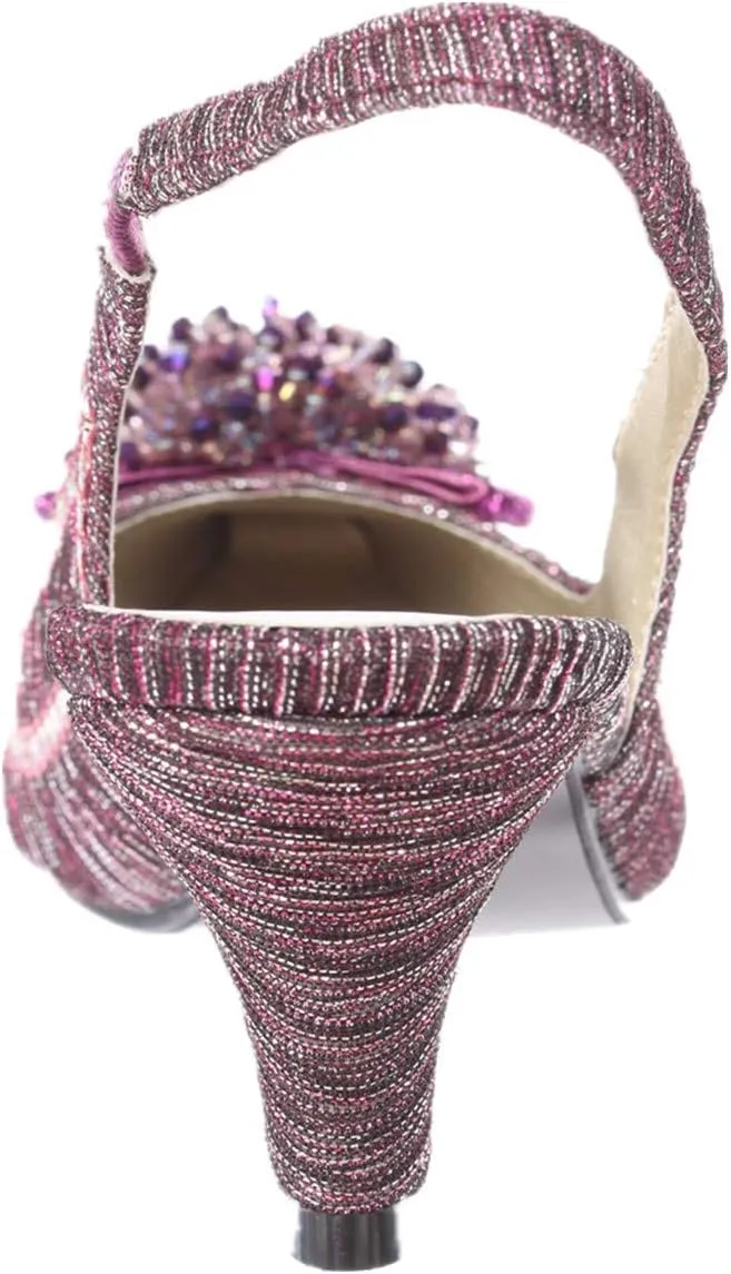SIMPLY COUTURE Women's Low Heel Closed Toe Slingback Pumps Bowknot Comfortable Dress Shoes