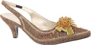 SIMPLY COUTURE Women's Low Heel Closed Toe Slingback Pumps Bowknot Comfortable Dress Shoes