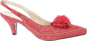 SIMPLY COUTURE Women's Low Heel Closed Toe Slingback Pumps Bowknot Comfortable Dress Shoes