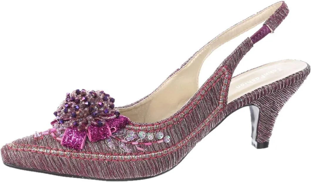 SIMPLY COUTURE Women's Low Heel Closed Toe Slingback Pumps Bowknot Comfortable Dress Shoes