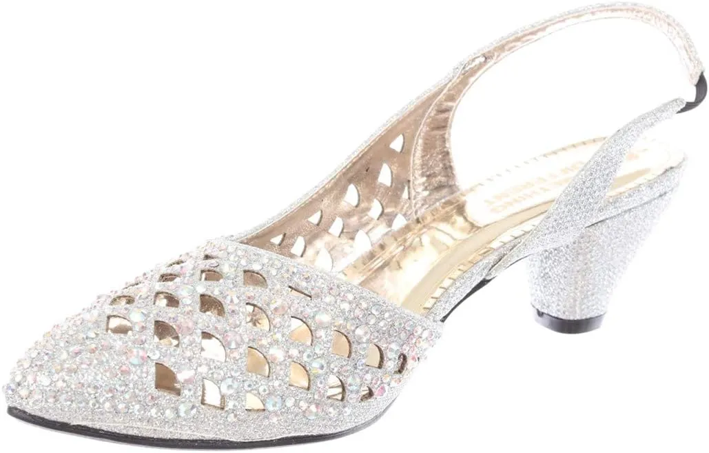 SIMPLY COUTURE Women's Low Heel Closed Toe Slingback Pumps Bowknot Comfortable Dress Shoes