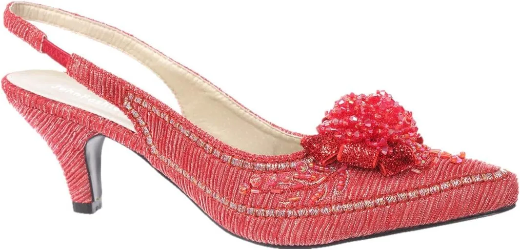 SIMPLY COUTURE Women's Low Heel Closed Toe Slingback Pumps Bowknot Comfortable Dress Shoes