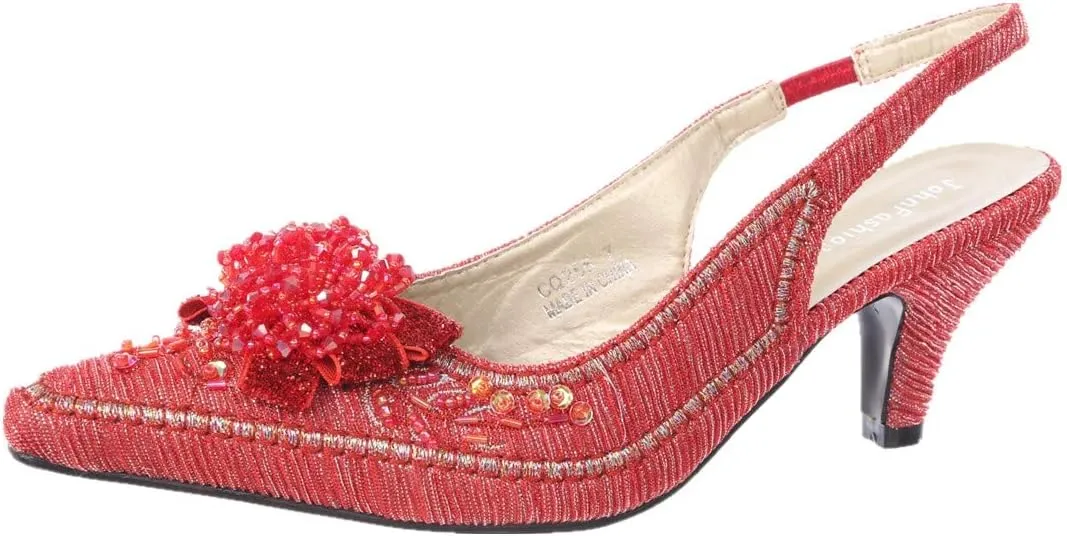 SIMPLY COUTURE Women's Low Heel Closed Toe Slingback Pumps Bowknot Comfortable Dress Shoes