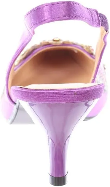 SIMPLY COUTURE Women's Low Heel Closed Toe Slingback Pumps Bowknot Comfortable Dress Shoes