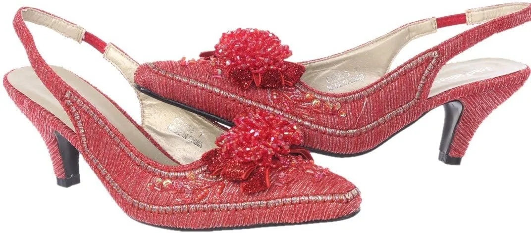 SIMPLY COUTURE Women's Low Heel Closed Toe Slingback Pumps Bowknot Comfortable Dress Shoes