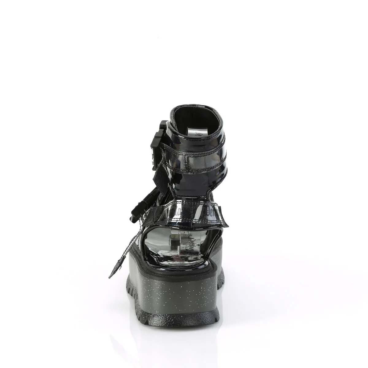 SLACKER-15B - Black Hologram Patent Sandals