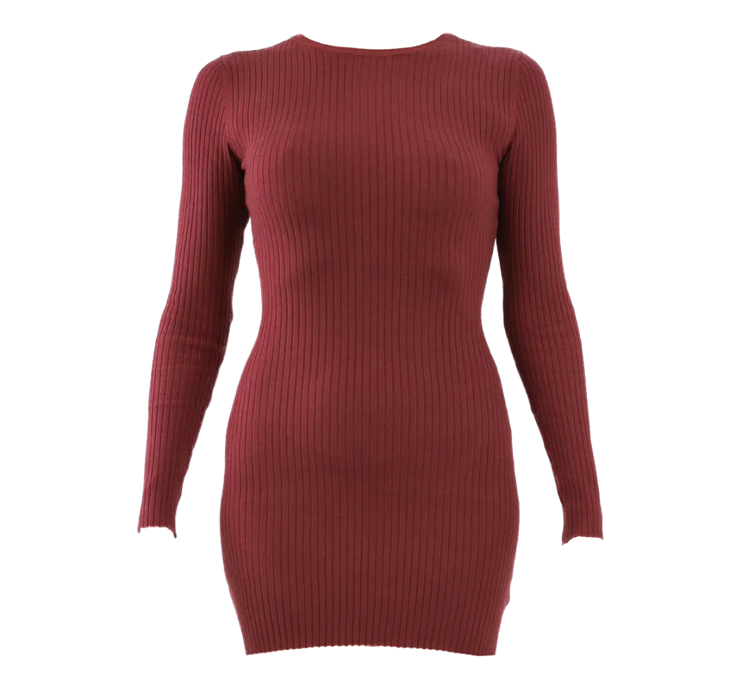 Sleek Bodycon Mini Dress - Burgundy