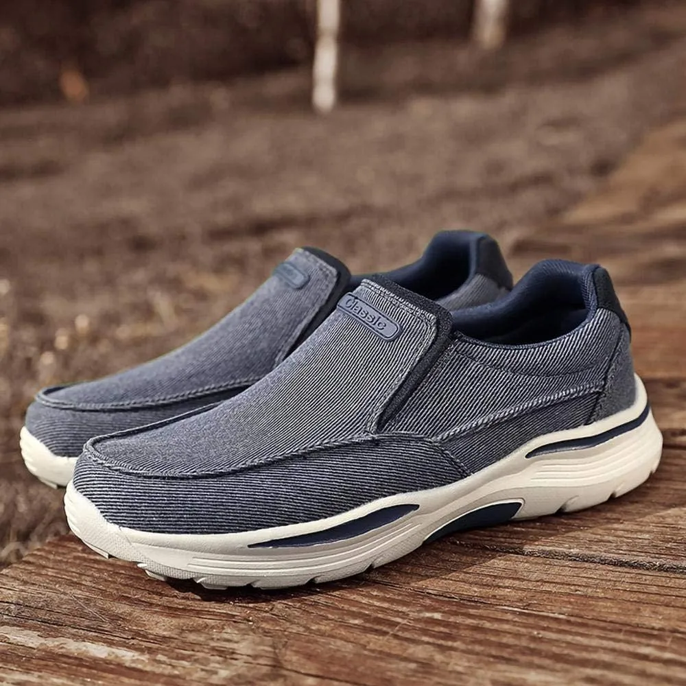 SNEKARMIN Men's Spring/Autumn Canvas Loafers - Comfortable Breathable Driving Shoes, Grey