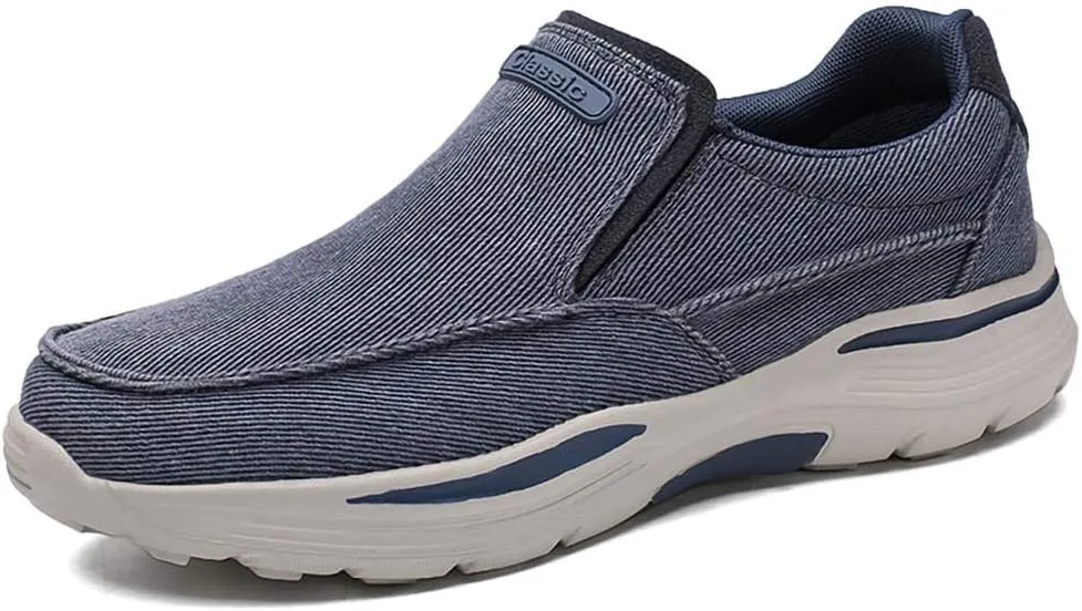 SNEKARMIN Men's Spring/Autumn Canvas Loafers - Comfortable Breathable Driving Shoes, Grey