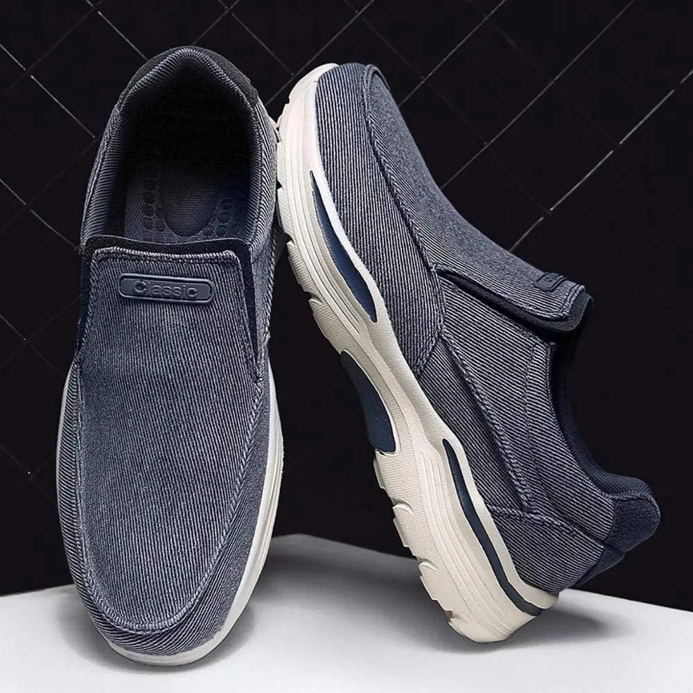 SNEKARMIN Men's Spring/Autumn Canvas Loafers - Comfortable Breathable Driving Shoes, Grey
