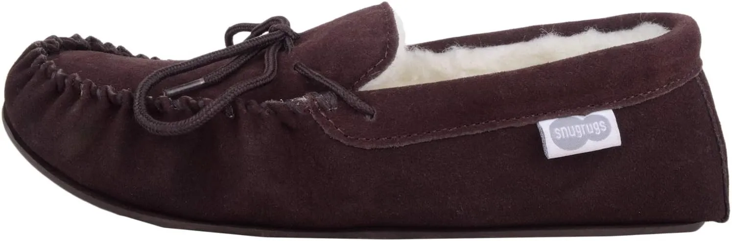 SNUGRUGS Men's Monty Suede Wool Rubber Sole Moccasins