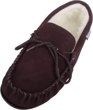 SNUGRUGS Men's Monty Suede Wool Rubber Sole Moccasins