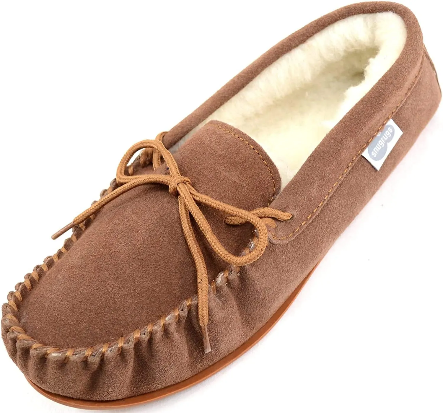 SNUGRUGS Men's Monty Suede Wool Rubber Sole Moccasins
