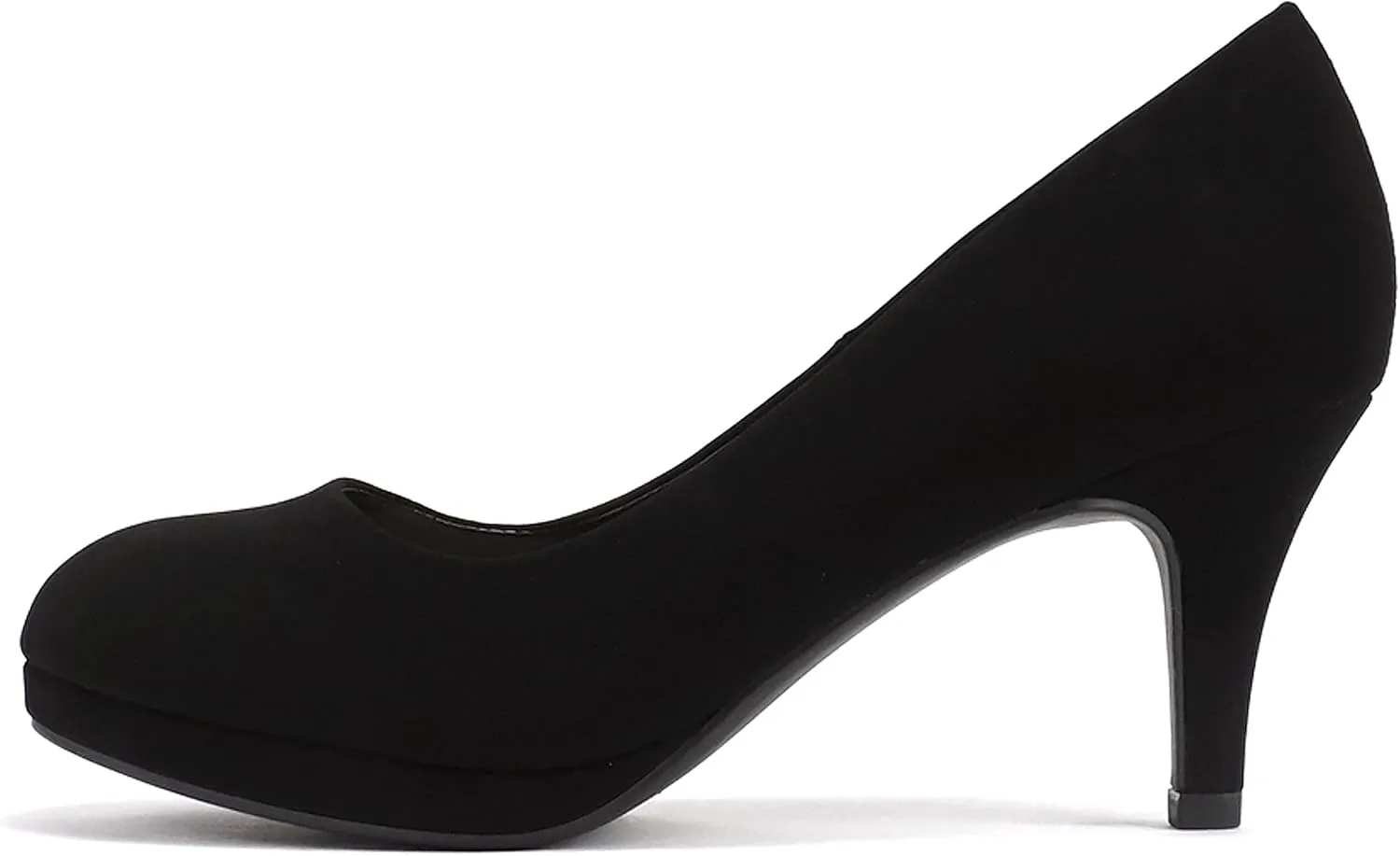 Soda “ANDI” ~ Women Closed Round Toe Slip-On Comfortable Cushion Insole Mid Heel Pump Shoe