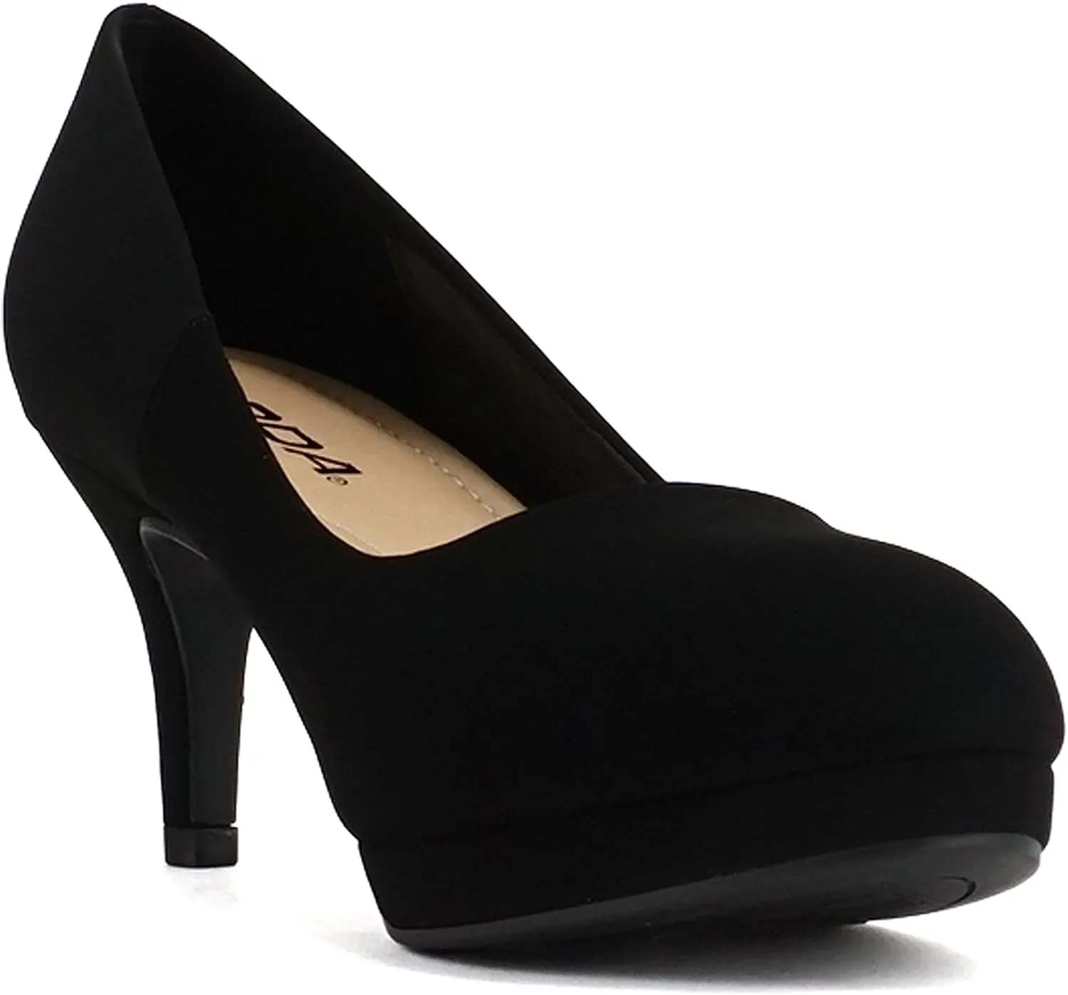 Soda “ANDI” ~ Women Closed Round Toe Slip-On Comfortable Cushion Insole Mid Heel Pump Shoe