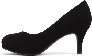 Soda “ANDI” ~ Women Closed Round Toe Slip-On Comfortable Cushion Insole Mid Heel Pump Shoe