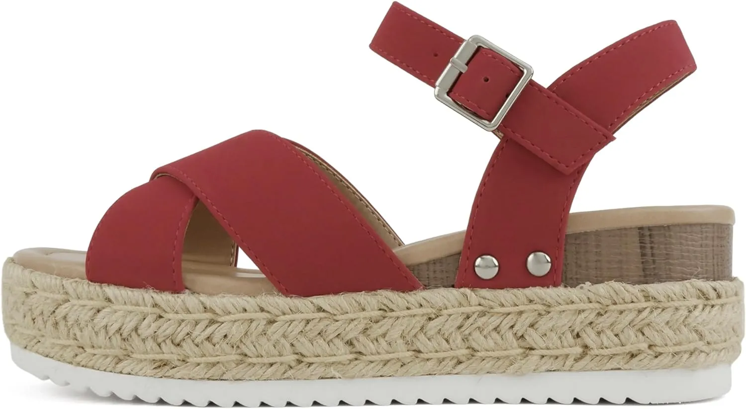 Soda “FIRELY” ~ Women Round Toe Crisscross Band Platform Espadrille Wedge Sandal with Adjustable Ankle Strap