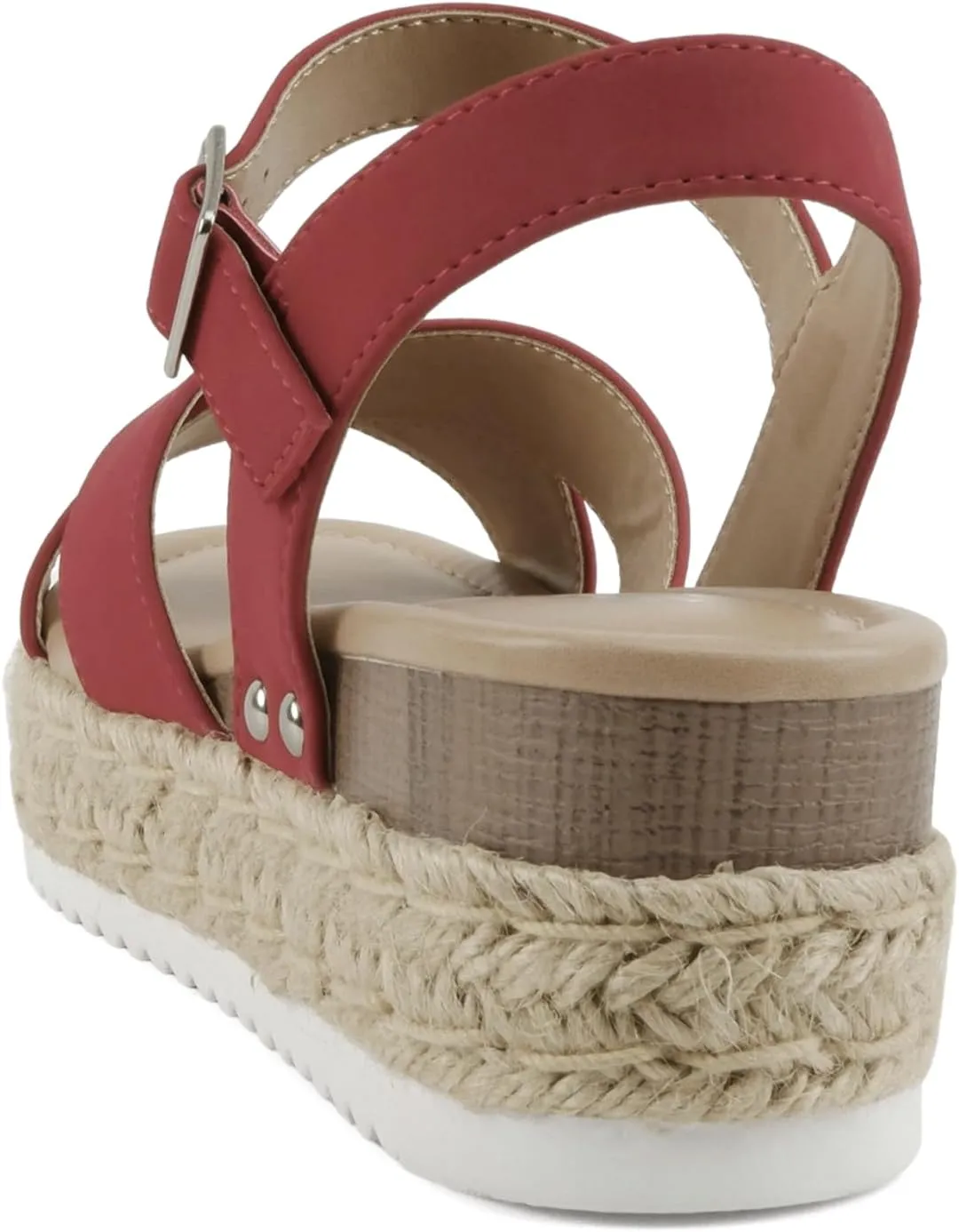 Soda “FIRELY” ~ Women Round Toe Crisscross Band Platform Espadrille Wedge Sandal with Adjustable Ankle Strap