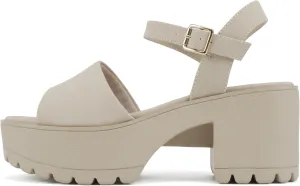 Soda “Stacie” ~ Women Open Toe Lug Sole Mid Block Heeled Sandals with Adjustable Ankle Strap
