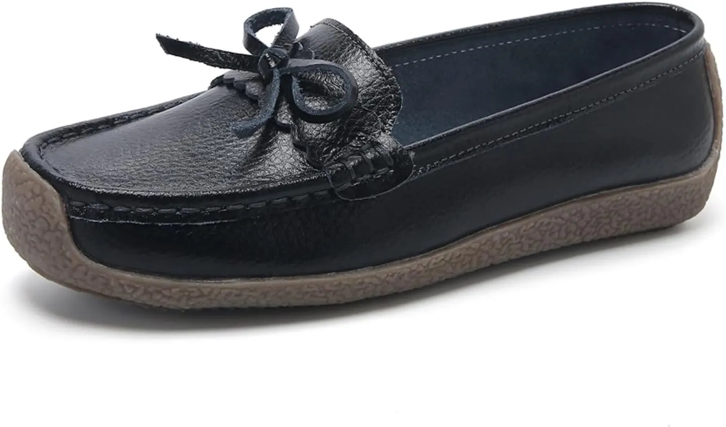 Solaud Women's Leather Loafers Comfort Soft Wild Driving Anti-Collision Penny Moccasins Nurses Work Daily Walking Flats Casual Shoes